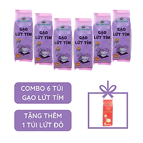 Combo 6 túi Gạo Lứt Tím Vinh Hiển 1kg tặng thêm 1 túi Lứt Đỏ 1kg - Ngọt Cơm, Dinh Dưỡng