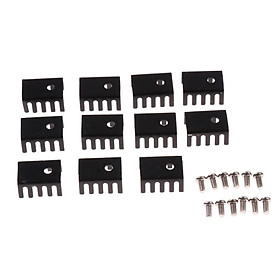 10 Pcs 20x15x10mm Black Aluminum Heatsink With Screws For TO-220 Transistor