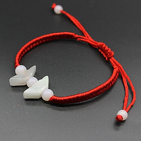 Combo Vòng đeo tay chỉ đỏ đính 5 hạt Ngọc Cẩm Thạch thiên nhiên 100%, Chu vi vòng 22cm, thiết kế co giãn, Kèm bản Photocopy GIẤY KIỂM ĐỊNH CỦA SJC LAB (Full mã số), KÈM túi đựng Cung Hỷ - MẪU CROWX.436B