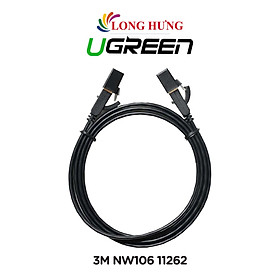 Cáp mạng dạng dẹt đen đúc sẵn Ugreen Cat7 STP Lan Cable Flat Design NW106 - Hàng chính hãng