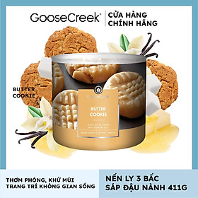 Nến ly 3 bấc sáp đậu nành Goose Creek (411g) - Butter Cookie