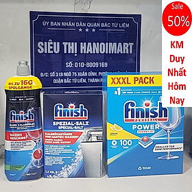 Combo Viên rửa bát Finish All in one 94 viên + Muối Finish 1,2kg + Nước làm bóng Finish 800ml