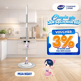 Cây Lau Nhà Đơn MyJae Sợi Microfiber Xoay 360 Độ Phù Hợp Cho Nhiều Loại Thùng Lau 134cm