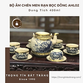 Mua Bộ Ấm Chén Men Rạn Bát Tràng Họa Tiết Hoa Sen Dáng Đại Bân Đề Lương Dung Tích 400ml AHL 02