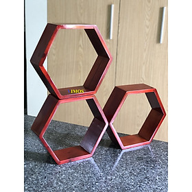 Mua Bộ 3 kệ trang trí treo tường tổ ong hình lục giác bằng gỗ tự nhiên cao cấp VIMOS