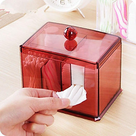 1pc Creative Transparent Acrylic Cotton Swab Box Jewelry Box Desktop Storage Box Box Organizer