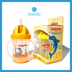 Bình uống nước PP Dolphin, có ống hút Silicone 240ml - DP023B