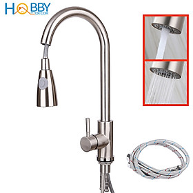 Vòi rửa chén dây rút nóng lạnh 2 chế độ inox 304 Hobby Home Decor VDR1