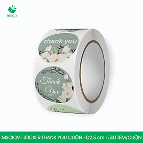 MSCK09 - D2.5 cm - 1 Cuộn 500 sticker thank you tròn, nhãn dán thank you, tem dán cảm ơn