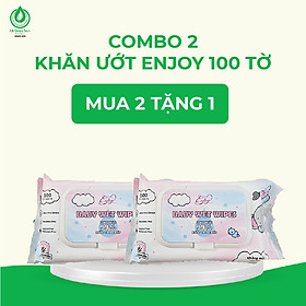 COMBO 2 Khăn ướt ENJOY 100 tờ không mùi mềm mịn, dưỡng ẩm, tiện dụng an toàn cho bé