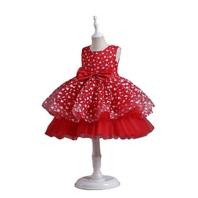 Đầm voan công chúa cho bé gái 2 tầng màu đỏ trắng diện tết noel dự tiệc đẹp từ 15-30kg hàng Quảng Châu cao cấp