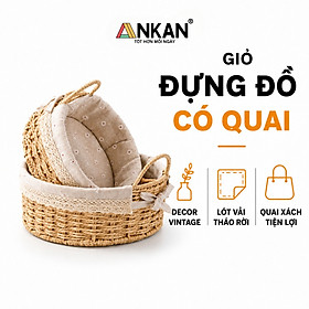 Mua Giỏ Picnic Hình Tròn Có Quai – Đan Tay Thủ Công  Lót Vải Hoa Vintage  Giỏ Đựng Đồ Trang Trí Xinh Xắn