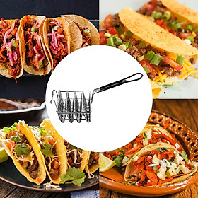 Fryer Taco Holder Container Basket with Grip Handle, Professional - 4 Shells V Shape