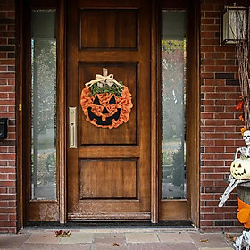 Halloween Pumpkin Door Hanging Wreath Burlap Material Decorations Party Supplies Sturdy 12inch Welcome Sign for Autumn Harvest Thanksgiving