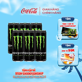 [TẶNG VOUCHER ESTEEM]  Hộp 6 lon Nước Tăng Lực Giải Khát Monster Energy 355ml/Lon Sale 15.5 Coca-Cola Official Store
