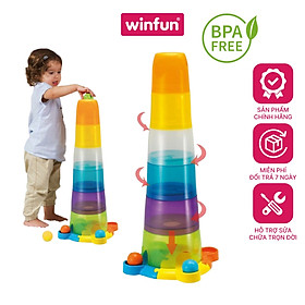 Tháp xếp chồng nhựa hình cốc kết hợp thả bóng vui nhộn winfun 0737 - 9 tới 24 tháng - đồ chơi giáo dục phát triển tư duy