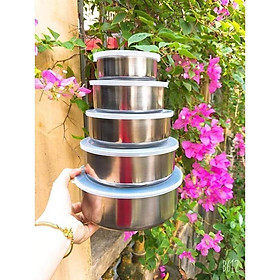 Mua Bộ bát inox set 5 chiếc có nắp đậy