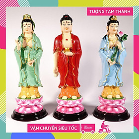 Mua Bộ 3 tượng Phật Tây Phương Tam Thánh Tam Thế Phật áo vẽ màu - Cao 25cm
