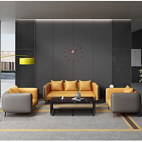 Bộ sofa da văn phòng giá rẻ hiện đại Tundo kèm ghế đơn HVPCT-20
