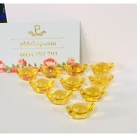 Kim nguyên bảo Thỏi vàng pha lê trang trí cao 1.5x ngang 2.5x rộng 1.5cm