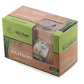 Hộp 2 ly nến thơm Bamboo quấn tre Miss Candle FtraMart MIC2301 (Trắng)