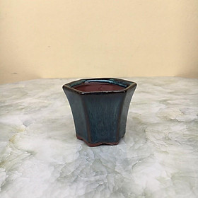 Chậu bonsai Lục loe mini men hỏa biến gốm Bát tràng 1 size BM-126