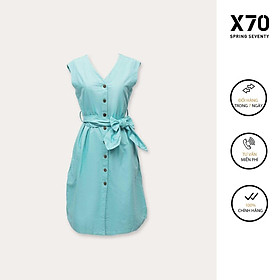 Đầm Nữ Linen Thiết Kế Thắt Nơ Eo Đính Nút Thời Trang X70 - 00760002