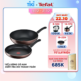 Combo 2 chảo chống dính đáy từ Tefal - Chảo chiên 24cm G1430405 Day By Day & Chảo xào 26cm G1437705 Day By Day - Dùng cho mọi loại bếp - Hàng chính hãng