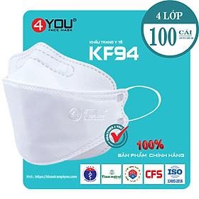 Hình ảnh Set 100cái khẩu trang y tế KF94 Kháng Khuẩn, Màu Trắng, Chống Bụi Mịn, Hàng Cao Cấp