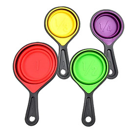 Folding Silicone Measuring Cups And Spoons Baking Tools Cups 4 Pieces