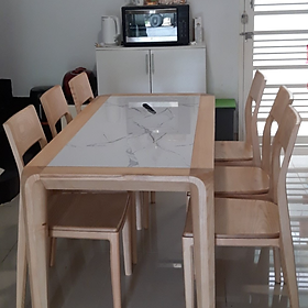Mua Bộ bàn ăn gỗ sồi mặt đá 6 ghế màu tự nhiên A 9.8