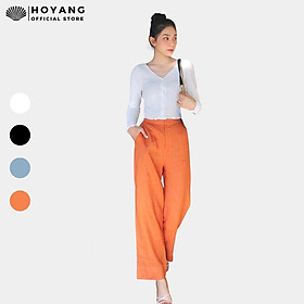 Quần Tây Linen Lưng Cao Ống Suông HOYANG QHY03