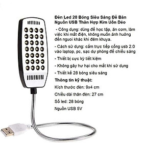 Mua Đèn Led 28 Bóng Siêu Sáng Để Bàn USB Thân Hợp Kim Uốn Dẻo ĐÈN LED SIÊU SÁNG 28 BÓNG ĐÈN CỔNG USB - Đèn led máy tính