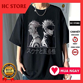 Áo thun Jujutsu Kaisen anime Gojo Satoru - Ryomen Sukuna anime manga phong cách streetwear form rộng tay lỡ