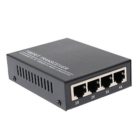 100Mbps Gigabit Ethernet Fiber Converter for  Cameras, 4x RJ45 Interface