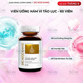 Viên uống Sắc Ngọc Khang Vi tảo lục (60 viên) giúp trẻ hóa làn da xua tan vết nám, hỗ trợ cân bằng nội tiết tố, bổ huyết, điều kinh, hỗ trợ giảm các triệu chứng tiền mãn kinh