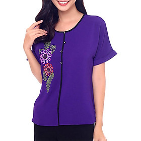 Áo Thêu Nút Bọc An Thủy 660 - Tím