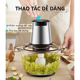Mua (Tặng kèm lưỡi dao) Máy xay thịt Cối thủy tinh 2L kháng khuẩn- Đảm bảo vệ sinh an toàn thực phẩm- Công suất 300W