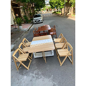Mua BÀN ĂN GỖ SỒI VÀNG TRẮNG THÔNG MINH GẤP GỌN(+GHẾ NAN)