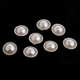 8Pcs Plastic Pearl Shank Buttons Round Sewing Crafts for Clothes Shoes Hat Decoration
