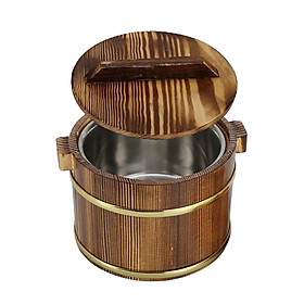 Japanese Rice Bucket 16cm Wooden Sushi Rice Bowl for Home Kitchen Restaurant