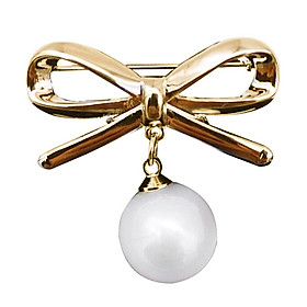 Fashion Butterfly Bow Brooch Pin with Pearl Wedding Brooch for Women Gold