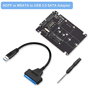 Bộ chuyển đổi Onelesy M.2 NGFF sang SATA Bộ chuyển đổi MSATA sang USB SATA 3.0 Bên ngoài 2 trong 1 mSATA m.2 NGFF sang SATA Thẻ Riser Bộ chuyển đổi USB