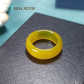 Nhẫn đá Mã Não vàng size lớn đường kính 19mm dày nhẫn 8.3 li phong cách nhẫn nam đĩnh đạc