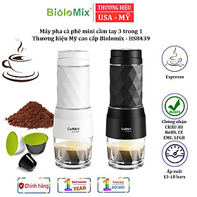 Máy pha cà phê mini cầm tay 3 trong 1 Biolomix HS8439 sử dụng Viên nén Nespresso, viên nang Dolce-Gust và bột cà phê - HÀNG NHẬP KHẨU