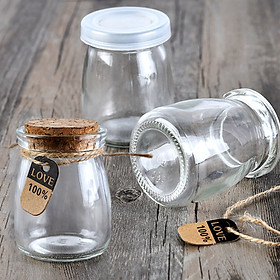 Combo 12 Hủ Thuỷ Tinh 100ml làm caramen, sữa chua, đựng gia vị đa năng, trang trí nút gổ