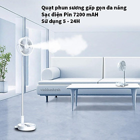 Mua Quạt Phun Sương Gấp Gọn Pin Sạc 7200 mAH