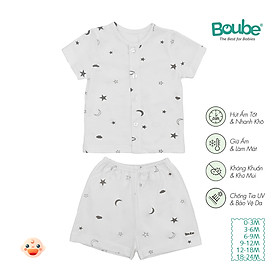 Bộ cộc tay cài thẳng họa tiết dễ thương cho bé sơ sinh và trẻ nhỏ Boube, vải Cotton organic thoáng mát - Size 0-24M