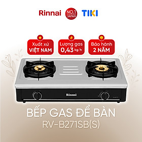 Bếp gas dương Rinnai RV-B271SB(S) mặt bếp inox và kiềng bếp men - Hàng chính hãng.