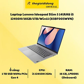 Mua Laptop Lenovo Ideapad Slim 5 14IAH8 i5 12450H/16GB/1TB/Win11 (83BF003WVN) - Hàng Chính Hãng